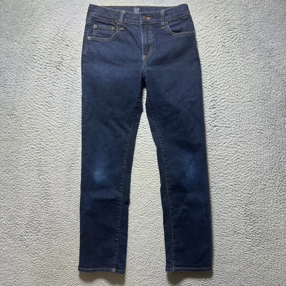 Gap Kids Boys Stretch Straight Jeans Size 14 Dark‎ Wash Indigo Denim Pants